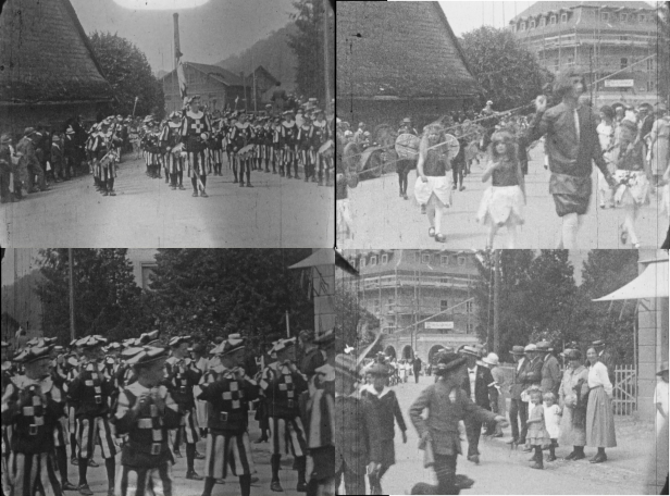 Ein Zeitsprung im Solätte-Umzug: Vermutlich 1924 (links) und ein Jahr später, 1925 (rechts). (Filmstills)