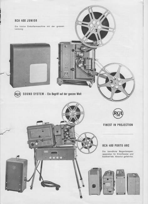Prospekt mit dem kompakten RCA 400 Junior (oben) und dem Porto Arc 400.
